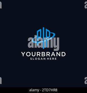 PP initial monogram logo with hexagonal shape and swoosh design ideas Stock Vector