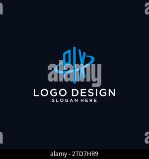 PX initial monogram logo with hexagonal shape and swoosh design ideas Stock Vector