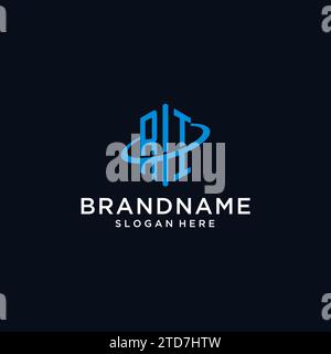 RI initial monogram logo with hexagonal shape and swoosh design ideas Stock Vector