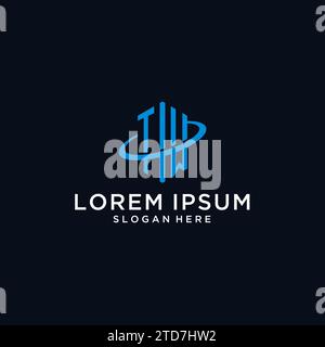 TM initial monogram logo with hexagonal shape and swoosh design ideas Stock Vector