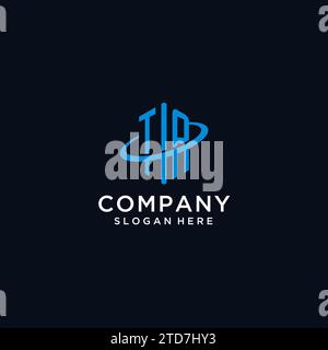 TA initial monogram logo with hexagonal shape and swoosh design ideas Stock Vector