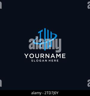 TW initial monogram logo with hexagonal shape and swoosh design ideas Stock Vector