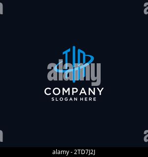 TN initial monogram logo with hexagonal shape and swoosh design ideas Stock Vector