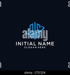 OS initial monogram logo with hexagonal shape and swoosh design ideas Stock Vector