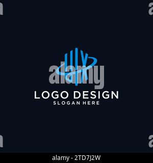 UX initial monogram logo with hexagonal shape and swoosh design ideas Stock Vector