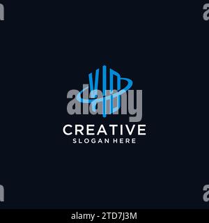 VD initial monogram logo with hexagonal shape and swoosh design ideas Stock Vector