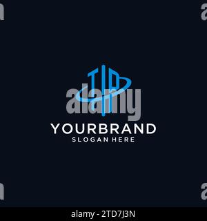TP initial monogram logo with hexagonal shape and swoosh design ideas Stock Vector