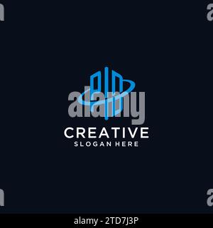 PD initial monogram logo with hexagonal shape and swoosh design ideas Stock Vector