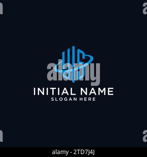 US initial monogram logo with hexagonal shape and swoosh design ideas Stock Vector