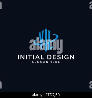 VL initial monogram logo with hexagonal shape and swoosh design ideas Stock Vector