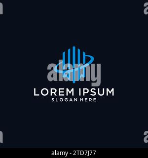 WM initial monogram logo with hexagonal shape and swoosh design ideas Stock Vector