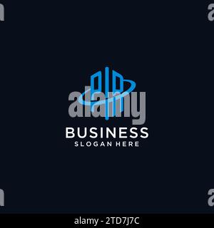 PR initial monogram logo with hexagonal shape and swoosh design ideas Stock Vector