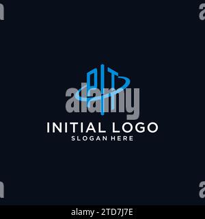 PT initial monogram logo with hexagonal shape and swoosh design ideas Stock Vector