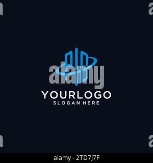 PO initial monogram logo with hexagonal shape and swoosh design ideas Stock Vector
