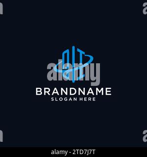 QI initial monogram logo with hexagonal shape and swoosh design ideas Stock Vector