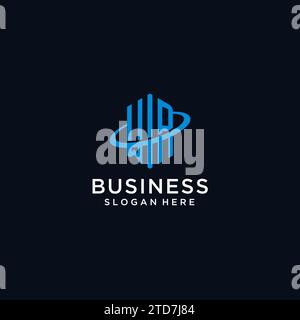 WR initial monogram logo with hexagonal shape and swoosh design ideas Stock Vector