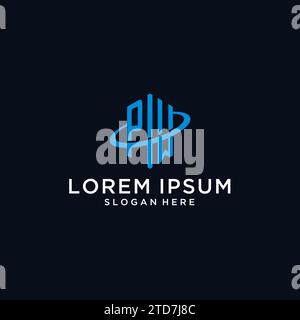 PM initial monogram logo with hexagonal shape and swoosh design ideas Stock Vector