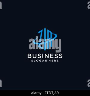 ZR initial monogram logo with hexagonal shape and swoosh design ideas Stock Vector