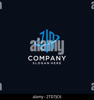 ZN initial monogram logo with hexagonal shape and swoosh design ideas Stock Vector