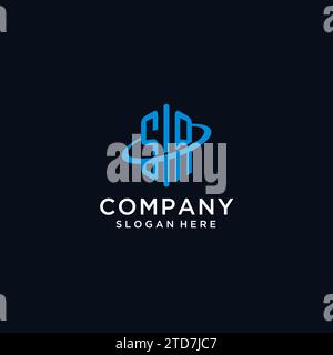 SA initial monogram logo with hexagonal shape and swoosh design ideas Stock Vector