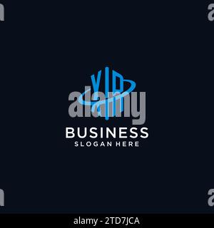 XR initial monogram logo with hexagonal shape and swoosh design ideas Stock Vector