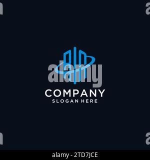 RN initial monogram logo with hexagonal shape and swoosh design ideas Stock Vector