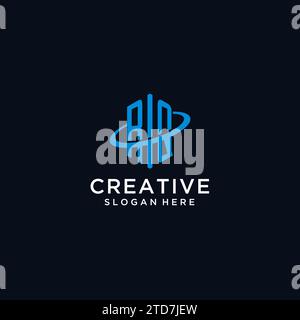 RQ initial monogram logo with hexagonal shape and swoosh design ideas Stock Vector