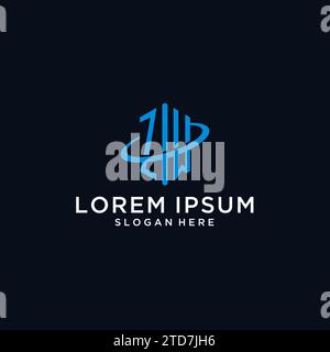 ZM initial monogram logo with hexagonal shape and swoosh design ideas Stock Vector