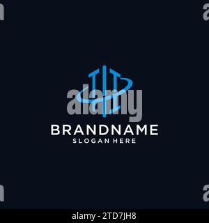 TI initial monogram logo with hexagonal shape and swoosh design ideas Stock Vector
