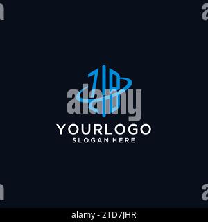 ZB initial monogram logo with hexagonal shape and swoosh design ideas Stock Vector