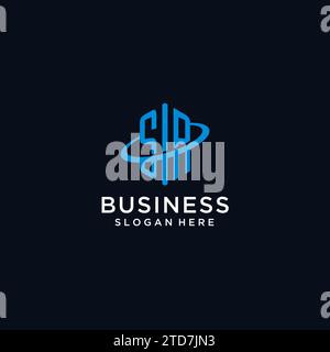 SR initial monogram logo with hexagonal shape and swoosh design ideas Stock Vector