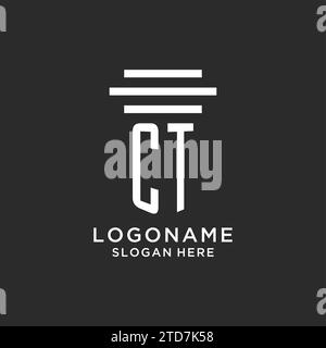 CT initials with simple pillar logo design, creative legal firm logo vector graphic Stock Vector