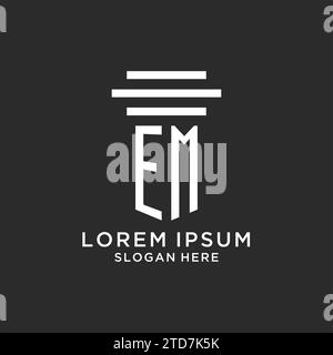 EM initials with simple pillar logo design, creative legal firm logo vector graphic Stock Vector