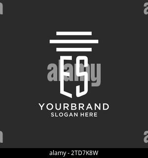 ES initials with simple pillar logo design, creative legal firm logo vector graphic Stock Vector