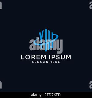 YM initial monogram logo with hexagonal shape and swoosh design ideas Stock Vector