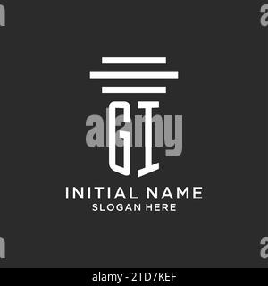 GI initials with simple pillar logo design, creative legal firm logo vector graphic Stock Vector