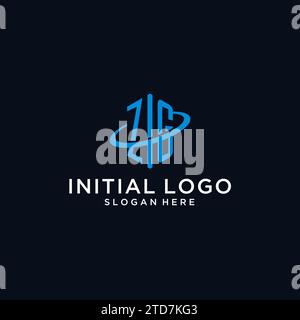 ZG initial monogram logo with hexagonal shape and swoosh design ideas Stock Vector