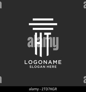 HT initials with simple pillar logo design, creative legal firm logo vector graphic Stock Vector