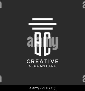 BC initials with simple pillar logo design, creative legal firm logo vector graphic Stock Vector