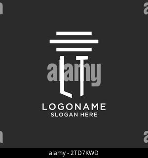 LT initial logo with simple pillar style design vector graphic Stock ...