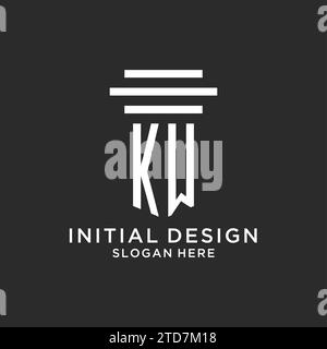KW initial with monoline pillar logo style, luxury monogram logo design ...