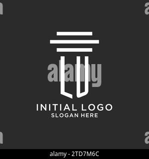 LU initials with simple pillar logo design, creative legal firm logo vector graphic Stock Vector