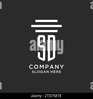 SD initials with simple pillar logo design, creative legal firm logo vector graphic Stock Vector