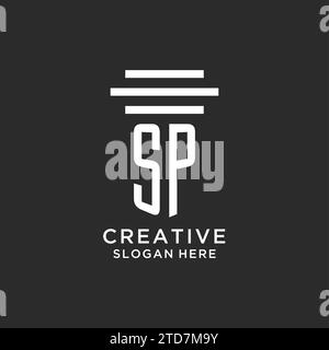 SP initials with simple pillar logo design, creative legal firm logo vector graphic Stock Vector