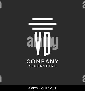 VD initials with simple pillar logo design, creative legal firm logo vector graphic Stock Vector