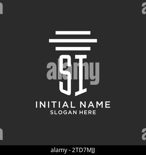 SI initials with simple pillar logo design, creative legal firm logo vector graphic Stock Vector