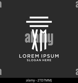 XM initials with simple pillar logo design, creative legal firm logo vector graphic Stock Vector