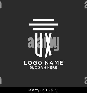 UX initials with simple pillar logo design, creative legal firm logo vector graphic Stock Vector