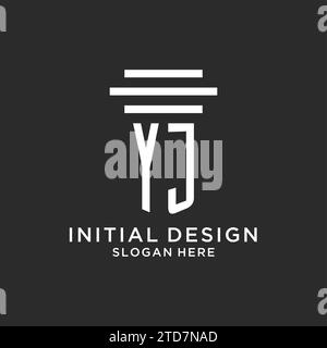 YJ initials with simple pillar logo design, creative legal firm logo vector graphic Stock Vector
