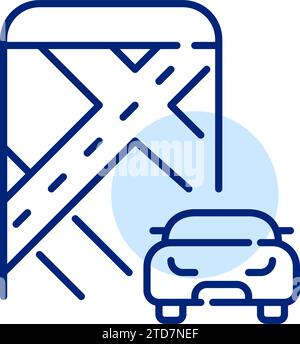 Smartphone app for navigation and route planning. Map and car. Pixel perfect icon Stock Vector